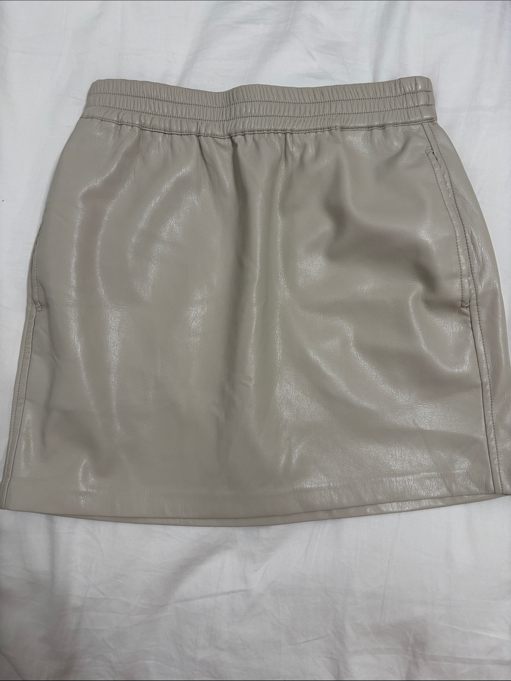 Aritzia Babaton Faux Leather Beige Mini Skirt